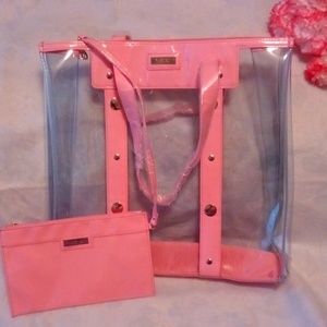 🔥✨CLEAR VERSACE PARFUMS TOTE AND WRISTLET✨✨